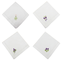 Handmade floral embroidered cotton napkin